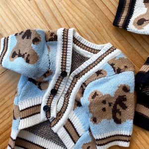 Dog Apparel Pet Warm Open Shirt Winter Clothes Knitted Bear Sweater Teddy Two Foot Puppy Birthday Gifts