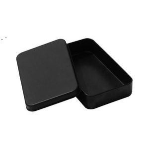 Caixa de lata de ret￢ngulo Caixas de cont￪ineres de metal preto J￳ias de doces de doces Armazenamento de cartas RRB16644