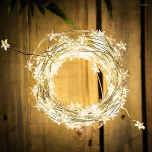 Dizeler Led Işıklar Noel Ağacı Açık Su Geçirmez Yıldızlar Peri Fiş Yatak Odası Düğün Dekorasyon Çelenk