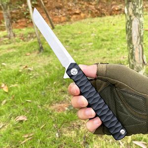 Factoty Price R1026 Flipper Folding Knife S35vn Satin Drop Point Blade Black G10 Handle Ball Bearing Fast Open Folder Knives Outdoor Camping Tools