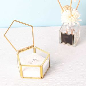 Jewelry Boxes Transparent Glass Wedding Ring Geometric Clear Organizer Holder Tabletop Containe L221021