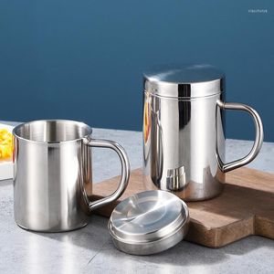 Mugs Stainless Steel Coffee Mug With Lid Portable Cup Travel Tumbler Jug Milk Tea Cups Office Home Water Drinkware