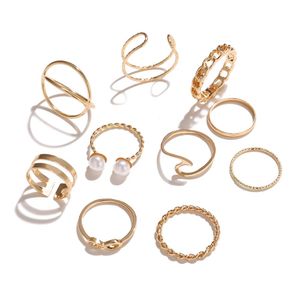 Anelli a grappolo Gold Knuckle Set impilabile per le donne Bohemian Gold / Sier placcato Comfort Fit Vintage Vsco Wave Joint Finger Gift Drop De Amnjf