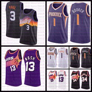 2021 nueva camiseta de baloncesto para hombre Devin 1 Booker Chris Steve 13 Nash 3 Paul Charles 34 Barkley