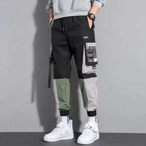 Calça masculina cargo godlikeu masculino calça mensagens de quadril-pop moda modger algodão streetwear