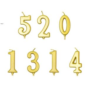 رقم مذهب نمط عيد ميلاد كعكة شمعة البارافين الأطفال الذهبيون الذكرى الذكرى الديكور مع PVC Box GCC119