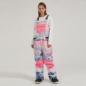 Pantaloni da sci 2022 Pantaloni da sci da uomo Pantaloni invernali da donna Bavaglini da snowboard antivento impermeabili traspiranti per sport di guida in montagna