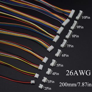 Lampensockel 10 Sets Mini Micro JST 2.0 PH männlich weiblich Stecker 2/3/4/5/6/7/8/9/10-poliger Stecker mit Anschlussdrähten Kabelbuchse 200 mm 26 AWG