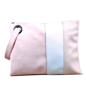 33-23cm Large Cosmetic Bags with Wristlet Three Colors Patchwork PU Clutch Bag Color Contrast Accessories Case DOM2013