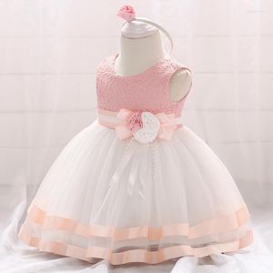 Vestidos de menina 0-24m Criança bebê Baby Littble Girls Wedding Baptism Dress Rous