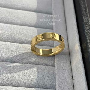 Bandringe 18K 3,6 mm Liebesring V-Goldmaterial wird nie verblassen schmaler Ring ohne Diamanten Luxusmarke offizielle Reproduktionen Mit Gegenbox-Paar