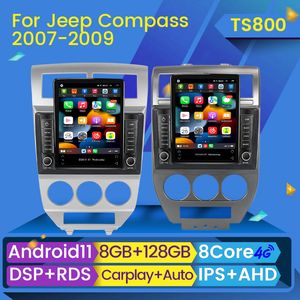 CAR DVD Radio Video Multimedia Stereo Player Carplay Android 11 för Dodge Caliber 2007-2010 för Jeep Compass 1 Mk GPS Navigation BT