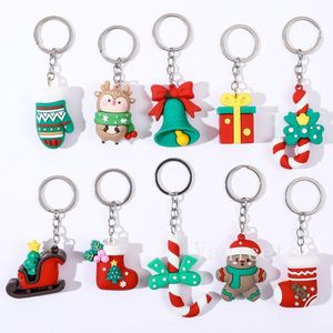 Christmas KeyChain Pendant Party Favor Santa Claus Elk Xmas-Tree Key Ring Hangings Xmas Key-buckle Pendants