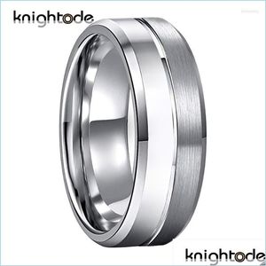 Wedding Rings Wedding Rings 6Mm 8Mm Tungsten Couple Gifts For Men Women Fashion Jewelry Center Grooved Beveled Edges Half Brushed Pol Dhho8