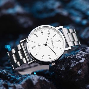 HBP Mens tittar på män Simple Ultra-Thin rostfritt stål Mesh Belt Quartz Clock Male Business Steel Armband Wristwatch