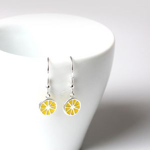 Kolczyki Dangle Lemon kolczyki 925 Sterling Srebrna biżuteria moda hipoalergeniczna dla kobiet urok prezentów