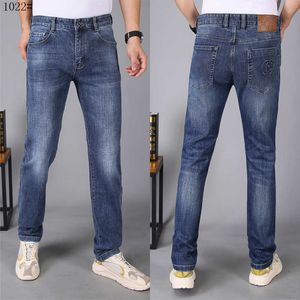 Jeansy męskie 2022 High-end Autumn and Winter Men's Dżins Donasual Denim Spodery luźne proste