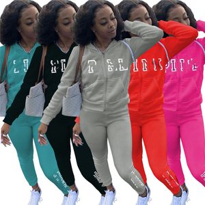 2024 Designer Marque Coton Femmes Survêtements Costumes De Jogging Rose Broderie Survêtement Casual 2 Pièces Ensembles À Manches Longues Tenue De Sport Veste À Capuche Et Pantalon 8684-1