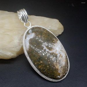 Подвесные ожерелья Hermosa Jewelry Solitaire Exotic Unique Ocean Jasper Silver Color Collece для женщин подарки 20224770