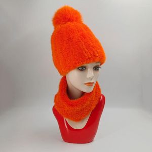 Şapkalar Eşarplar Eldivenler Kadın Kış Şapkası ve Örme Streç Eşarp Kalın Sıcak Yumuşak Deri Saman Seti