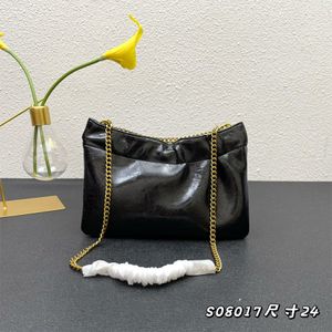 Kadın zincir tasarımcı çanta deri moda çantalar katlama duyu büyük kapasiteli metal crossbody omuz çantaları klasik çanta aksiller çanta 24cm pochette