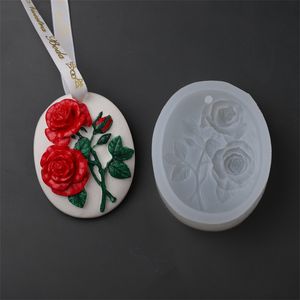 Rose Flower Silicone mögel aromaterapi gipsar ljus tvål mögel bil luftuttag diy hantverk dekor leveranser mj0965