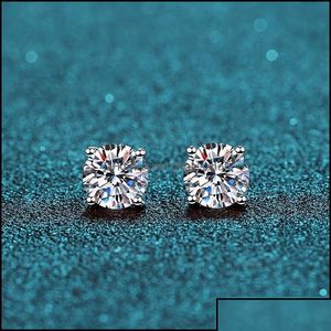 Stud￶rh￤ngen smycken 925 Classic Sier F Color Moissanite VVS Fine Diamond Earring med certifikat f￶r kvinnor Gift Drop Delivery OTFD1