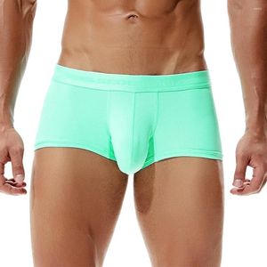 Mutande Penis Bulge Pouch Underwear Mens Boxer sexy Tronco che migliora la vita bassa Pantaloncini di seta ghiacciata Boxer da uomo