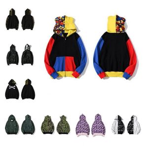 2022 Mens Women Designer Shark Hoodies Autumn Winter Camouflage zip up hoodies Jacket Hoodie Sweatshirts size S-XXXL