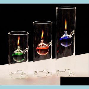 Candle Holders Fashion Super Beauty Creative Transparent Glass Cylinder Oil Lamp Lotus Leaf Characteristics Wedding Gift Instead Of Dhkn3