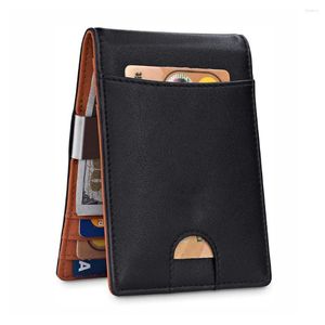 Plånböcker läder små plånbok män bifold hållare blockerande handväska för manlig kredit bankkortsfall