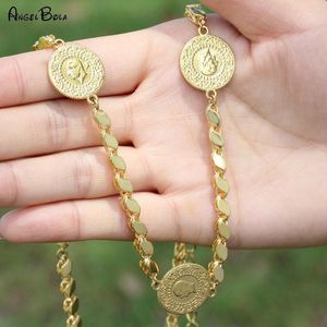 Pendant Necklaces Middle East Africa Coin Necklace 18K Gold Jewelry For Women And Men Party Banquet Wedding Accessories Wholesale