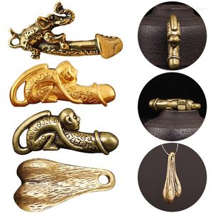 Keychains Pure Brass Mane Penis Testicles Pendant Keychain Fun Simulation Chick Personality Mini Genitalals