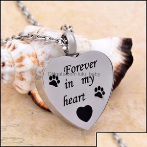 Ciondolo Collane Ciondoli Cmj9704 Per sempre nel mio cuore Gioielli commemorativi per animali domestici Cane Ricordo Collana di urna crematoria Fo Ot3Rq