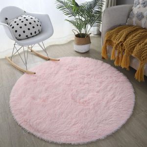 Mattor modern minimalistisk rund pälsmatta hem bekväm mjuk för vardagsrum sovrum dekoration mattor rosa golvmatta