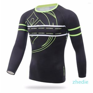 Vestes de course Xintown Winter Thermal Fleece Round Nou's Bike Men's Bicycle Roding Running Jersey T-shirt à manches longues
