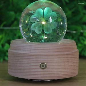 Figurine decorative Lampada da tavolo Regalo di compleanno Tocca Sfera di cristallo colorata Luce notturna 3D Carillon rotante Creativo