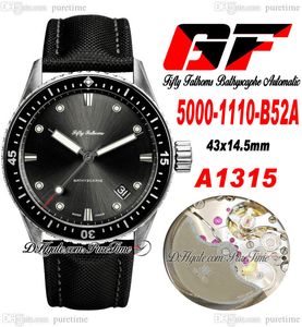 GF Elli Fathom Bathyscaphe A1315 Otomatik Erkekler İzle 43mm 5000-1110-B52A Çelik Kılıf Seramik Çerçeve Siyah Dial Sail-Canvas Super Edition Super Edition Puretime A1