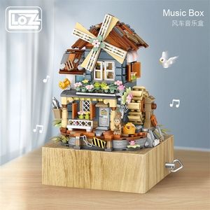 Blocks LOZ classical windmill house music box small particles assembled building blocks toy national puzzle model 221024