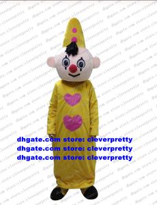 Yellow Hat Boy Bumba Clown Mascot Costume Adult Cartoon Character Outfit Suit Konferens Presentation Årlig middag CX2040