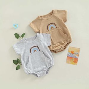 Rompers Fashion Baby Clothes Summer Newborn Boys Girls Romper Short Sleeve Rainbow Printed Bodysuit Jumpsuit Cotton Outfit J220922