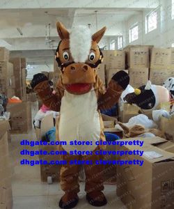 Brown Donkey Mascot Costume Burro Neddy Horse Pony Steed Adulto Adulto Personaggio dei cartoni animati Outfit Suit BRAND IDENEITY Puntelli di film No.381