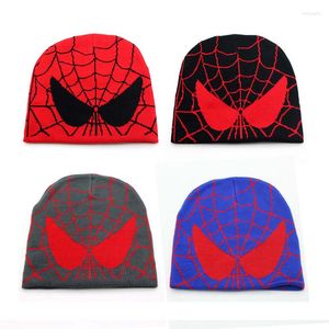 Berets Cartoon Spider Embroidered Beanies Hat Men Winter Autunm Warm Knitted Bonnet Cap Soft Wool Skullies Caps Boys Gifts
