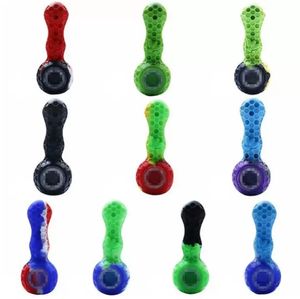 Cachimbo de Silicone Colher Tubos de Cigarro Cachimbo de Mão Cachimbos de Tabaco de Viagem Bong de Vidro Acessórios de Ervas Secas