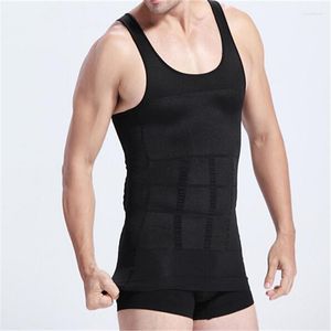 Herrtankstoppar s-xxl mens ärmlös skjorta bantning body shaper mage underkläder väst komprimering avslappnad topp träning bodybuilding kläder