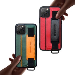 Strap Mobilephone Cases Apple Cell Phone Holder Protection Case Cover med handledsband PU-l￤der bak￥t t￤cker anti-drop insats kortf￤ste f￶r iPhone12 13 14 pro max