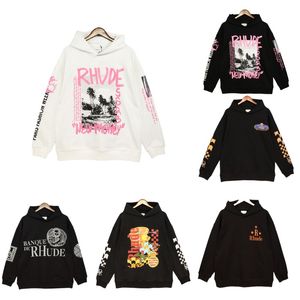 Yeni Erkek hoodies RHUDE Kapşonlu Erkek Kadın Tasarımcı Kapüşonlular moda Popüler logosu Harfler baskı Kazak kış Hip hop Tişörtü