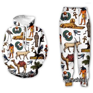 Herrspårspår Phechion Män/kvinnor egyptisk symbol Farao 3D -tryckkläder Långärmad mode Sweatshirt Hoodies Men Sport Pants P27
