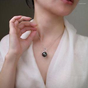 Choker Tahitian Black Pearl Pendant S925 Silver Bead Necklace Temperament Women's Collarbone Chain Hypoallergenic