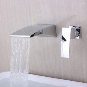 Bathroom Sink Faucets Basin Faucet Wall Mounted Chrom Single Handle Hole Solid Brass Vanity